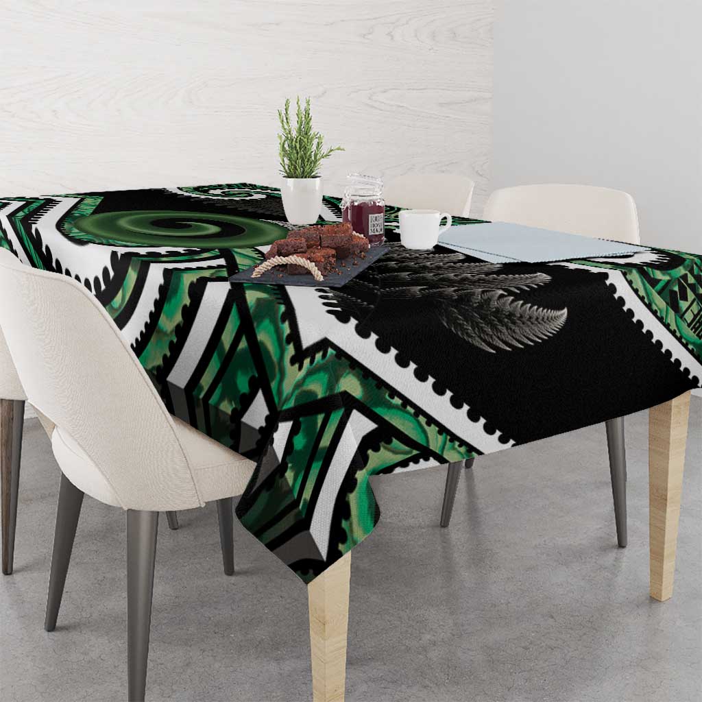 Koru Pounamu Aotearoa Tablecloth Maori Paua Shell Mix Silver Fern