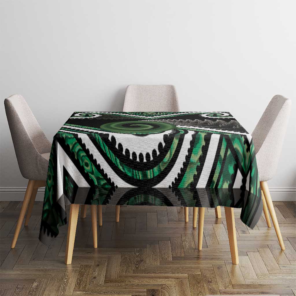 Koru Pounamu Aotearoa Tablecloth Maori Paua Shell Mix Silver Fern