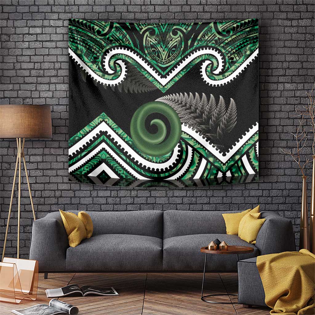 Koru Pounamu Aotearoa Tapestry Maori Paua Shell Mix Silver Fern - Vibe Hoodie Shop