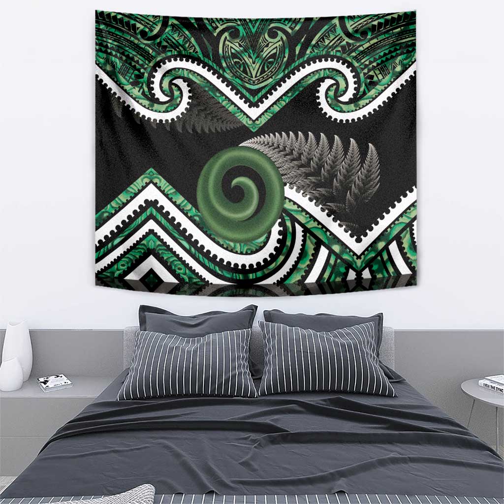 Koru Pounamu Aotearoa Tapestry Maori Paua Shell Mix Silver Fern - Vibe Hoodie Shop