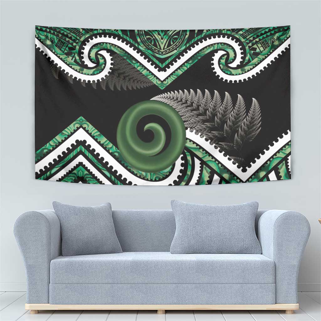 Koru Pounamu Aotearoa Tapestry Maori Paua Shell Mix Silver Fern - Vibe Hoodie Shop