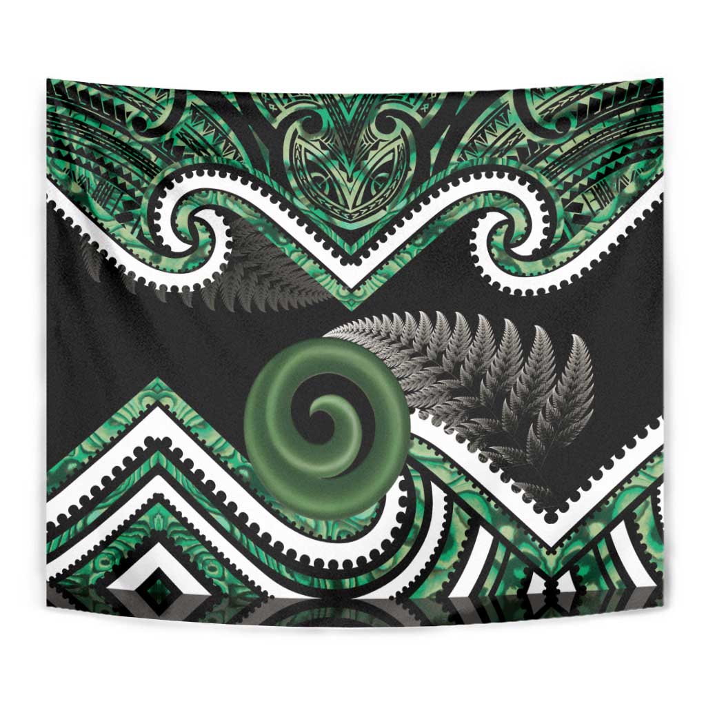 Koru Pounamu Aotearoa Tapestry Maori Paua Shell Mix Silver Fern - Vibe Hoodie Shop