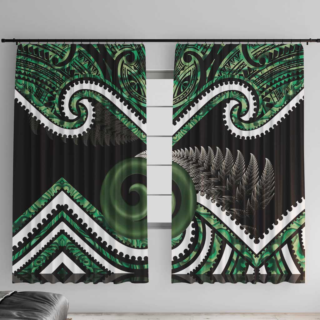 Koru Pounamu Aotearoa Window Curtain Maori Paua Shell Mix Silver Fern