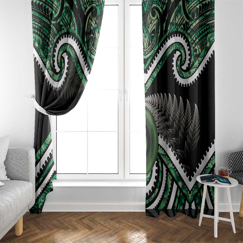 Koru Pounamu Aotearoa Window Curtain Maori Paua Shell Mix Silver Fern