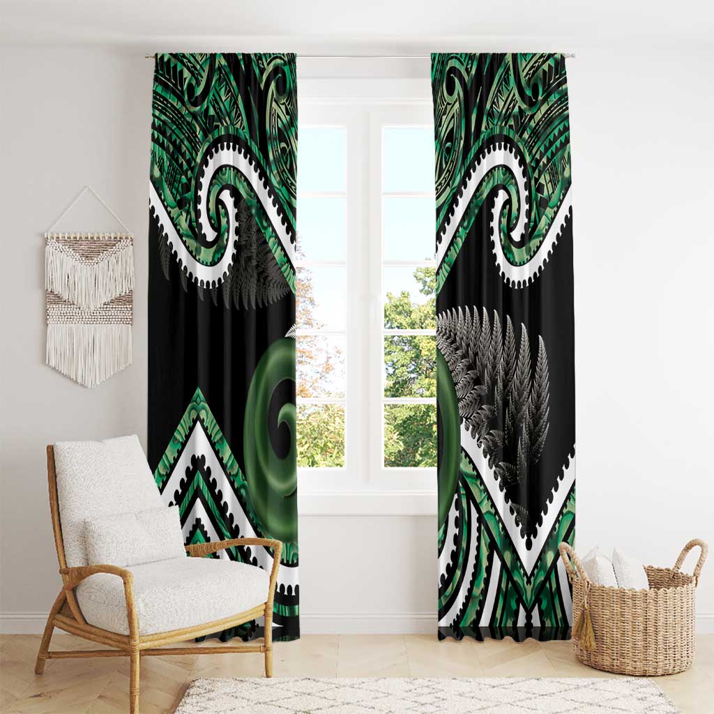 Koru Pounamu Aotearoa Window Curtain Maori Paua Shell Mix Silver Fern