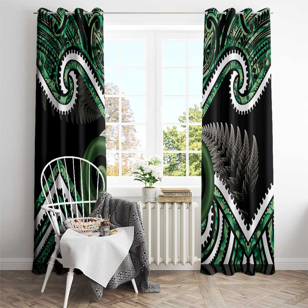 Koru Pounamu Aotearoa Window Curtain Maori Paua Shell Mix Silver Fern