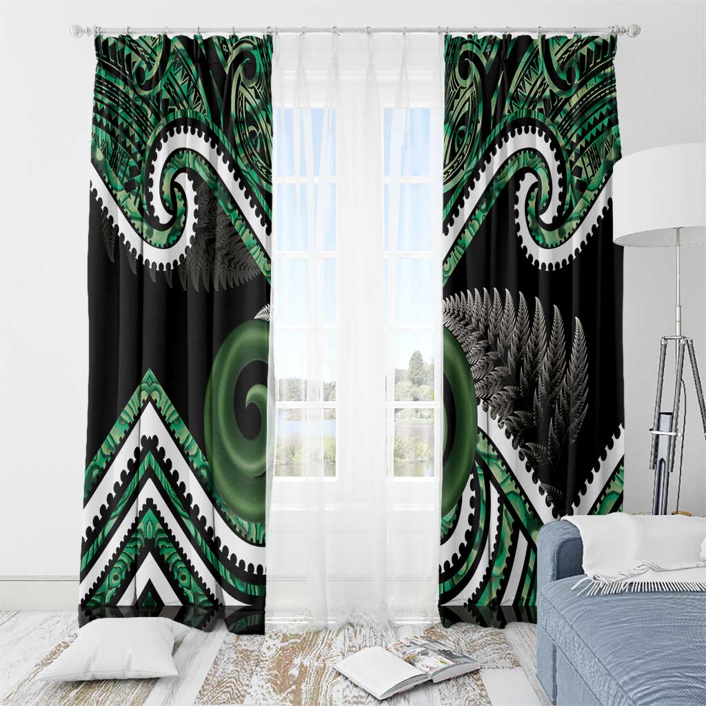 Koru Pounamu Aotearoa Window Curtain Maori Paua Shell Mix Silver Fern