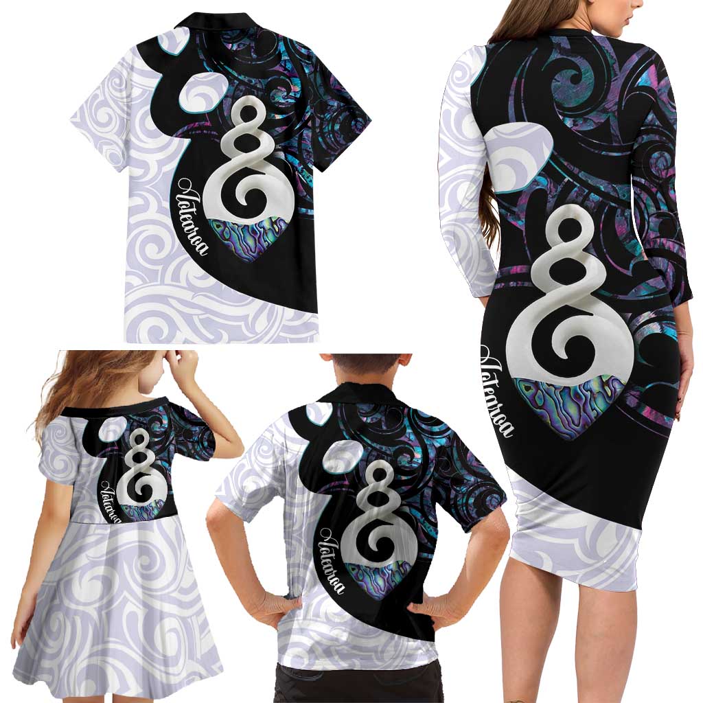 Aotearoa Pikorua Family Matching Long Sleeve Bodycon Dress and Hawaiian Shirt NZ Twist - Bond And Love