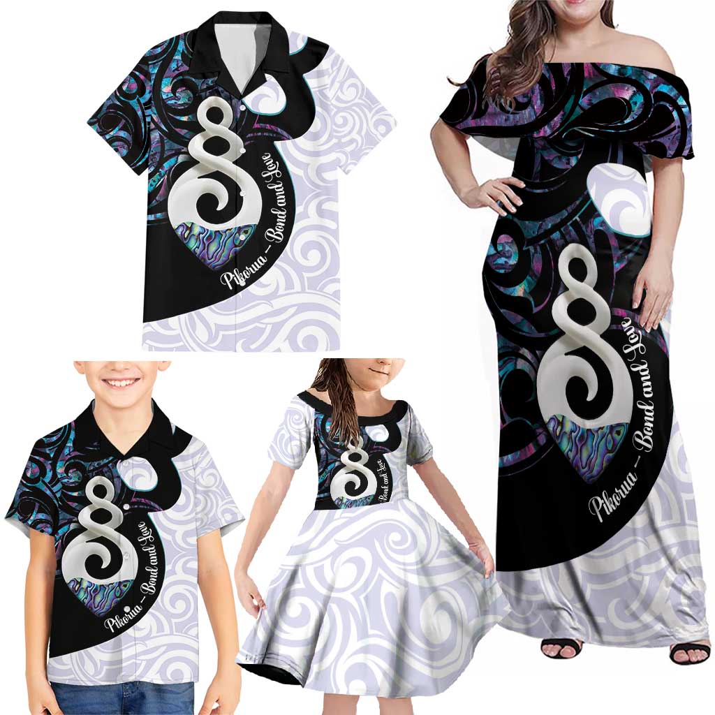 Aotearoa Pikorua Family Matching Off Shoulder Maxi Dress and Hawaiian Shirt NZ Twist - Bond And Love