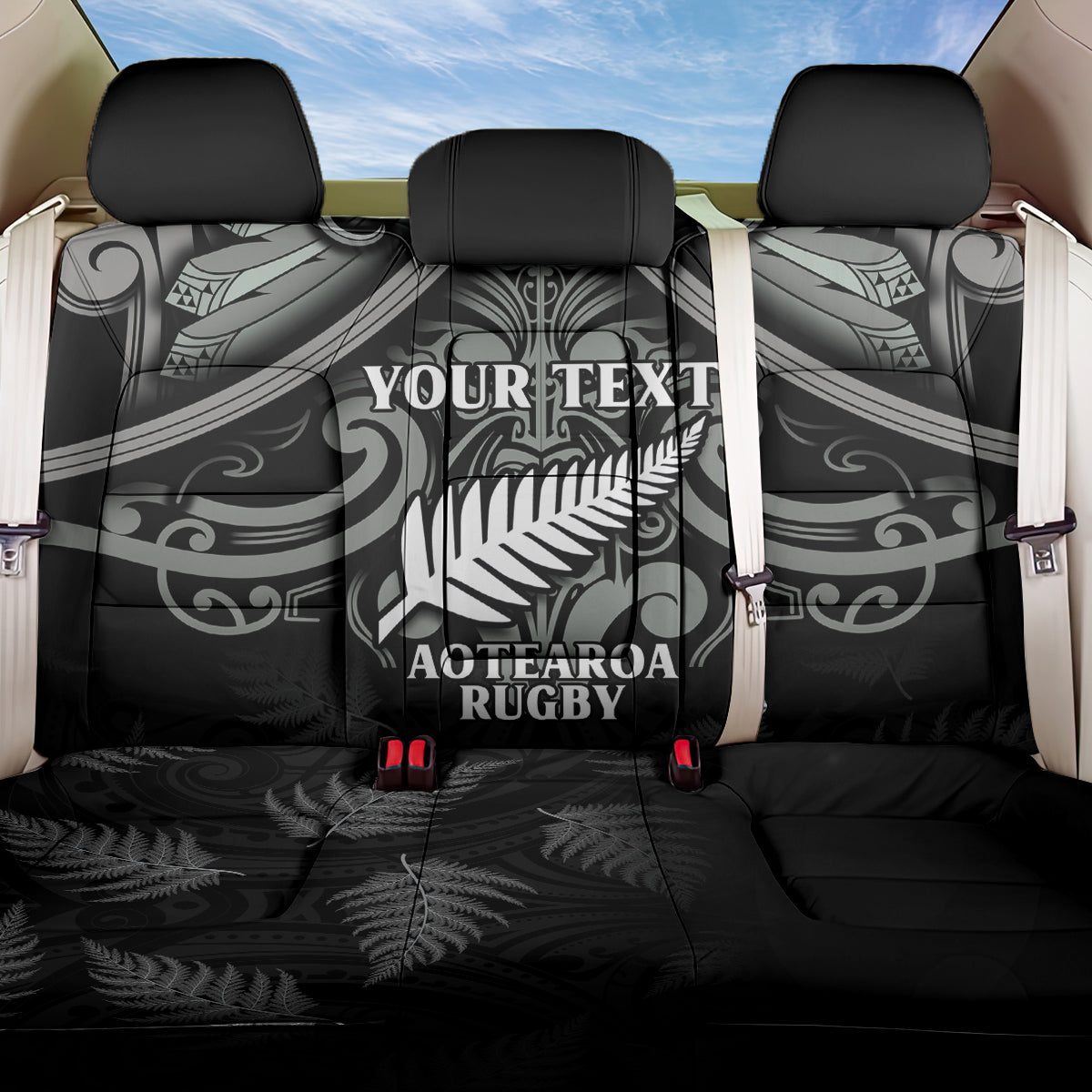 Custom New Zealand Silver Fern Rugby Back Car Seat Cover All Black Since 1892 Aotearoa Moko Maori