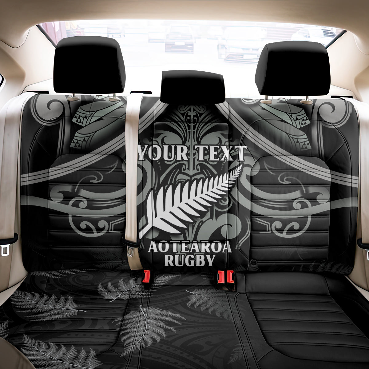 Custom New Zealand Silver Fern Rugby Back Car Seat Cover All Black Since 1892 Aotearoa Moko Maori