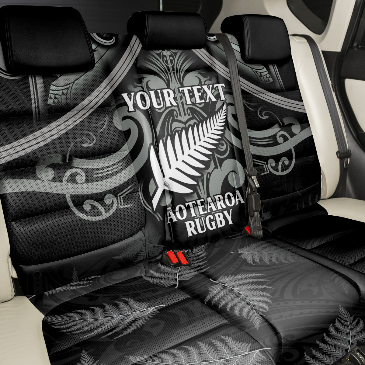 Custom New Zealand Silver Fern Rugby Back Car Seat Cover All Black Since 1892 Aotearoa Moko Maori