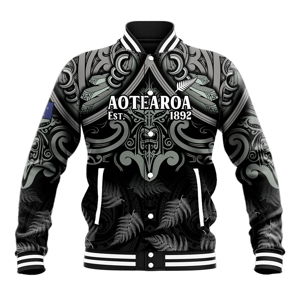 Custom New Zealand Silver Fern Rugby Baseball Jacket All Black Since 1892 Aotearoa Moko Maori - Vibe Hoodie Shop