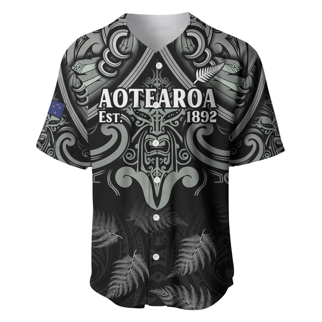 Custom New Zealand Silver Fern Rugby Baseball Jersey All Black Since 1892 Aotearoa Moko Maori - Vibe Hoodie Shop