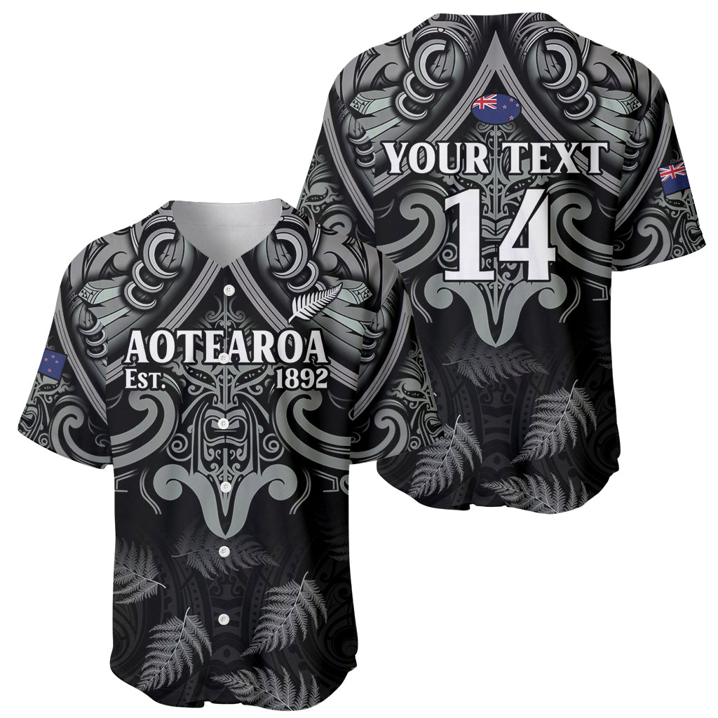 Custom New Zealand Silver Fern Rugby Baseball Jersey All Black Since 1892 Aotearoa Moko Maori - Vibe Hoodie Shop