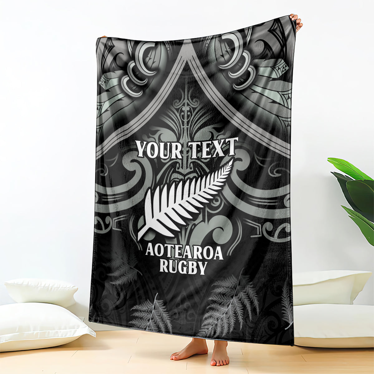 Custom New Zealand Silver Fern Rugby Blanket All Black Since 1892 Aotearoa Moko Maori - Vibe Hoodie Shop
