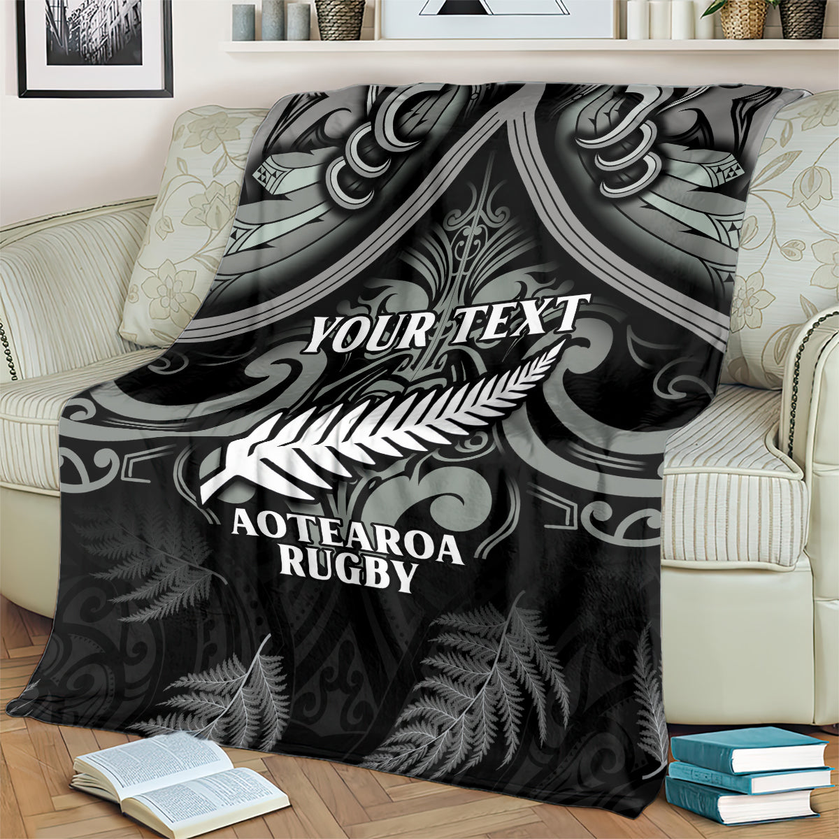 Custom New Zealand Silver Fern Rugby Blanket All Black Since 1892 Aotearoa Moko Maori - Vibe Hoodie Shop