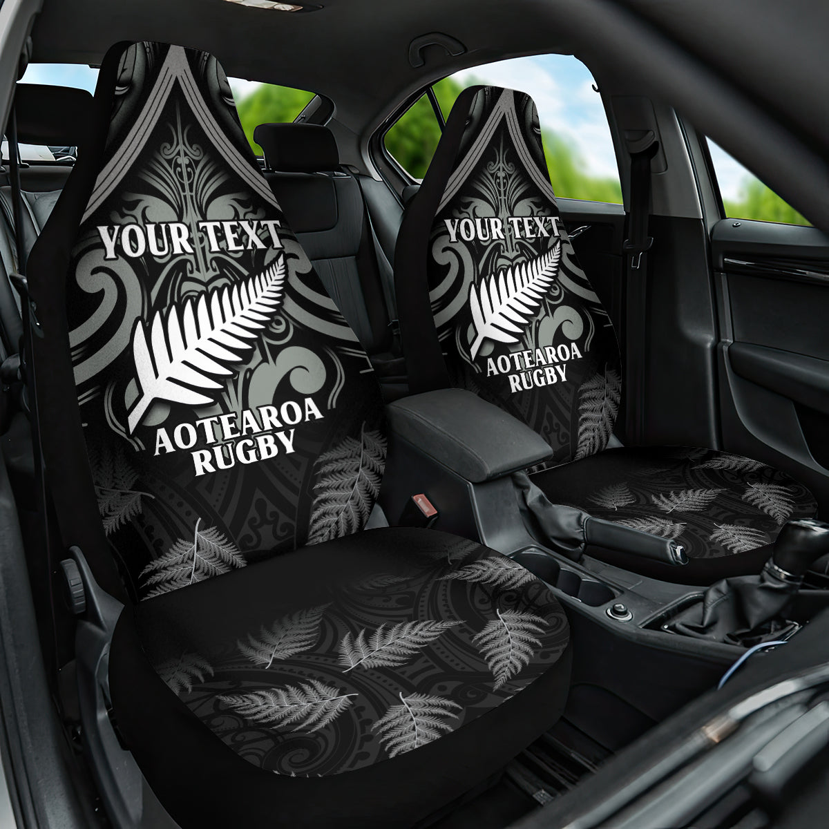 Custom New Zealand Silver Fern Rugby Car Seat Cover All Black Since 1892 Aotearoa Moko Maori - Vibe Hoodie Shop