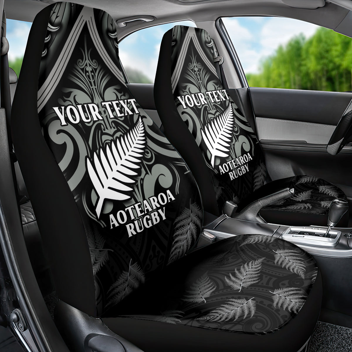 Custom New Zealand Silver Fern Rugby Car Seat Cover All Black Since 1892 Aotearoa Moko Maori - Vibe Hoodie Shop