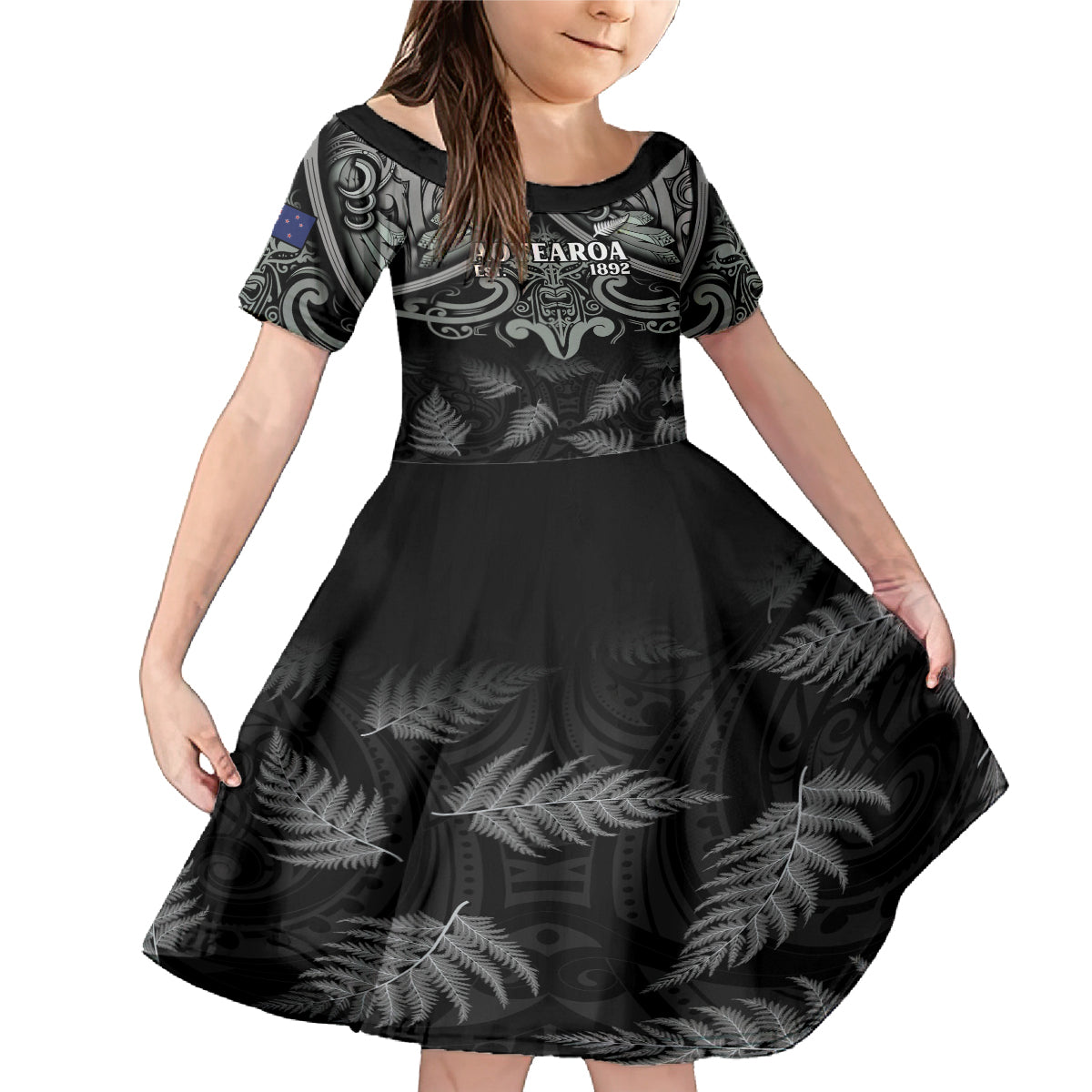 Custom New Zealand Silver Fern Rugby Family Matching Mermaid Dress and Hawaiian Shirt All Black Since 1892 Aotearoa Moko Maori