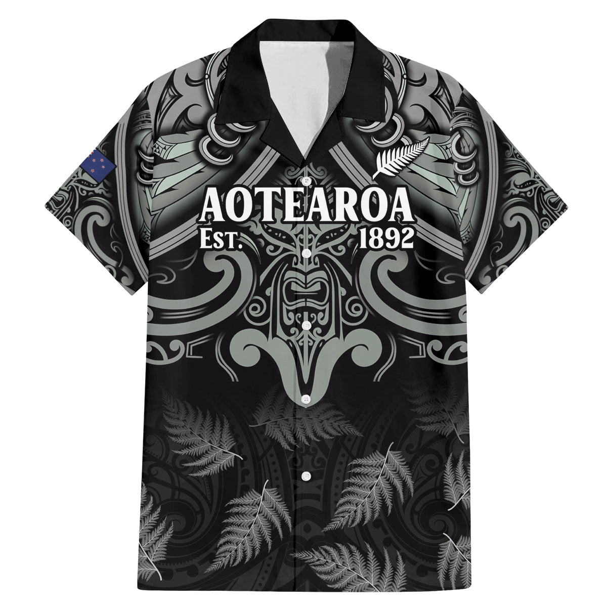 Custom New Zealand Silver Fern Rugby Family Matching Mermaid Dress and Hawaiian Shirt All Black Since 1892 Aotearoa Moko Maori