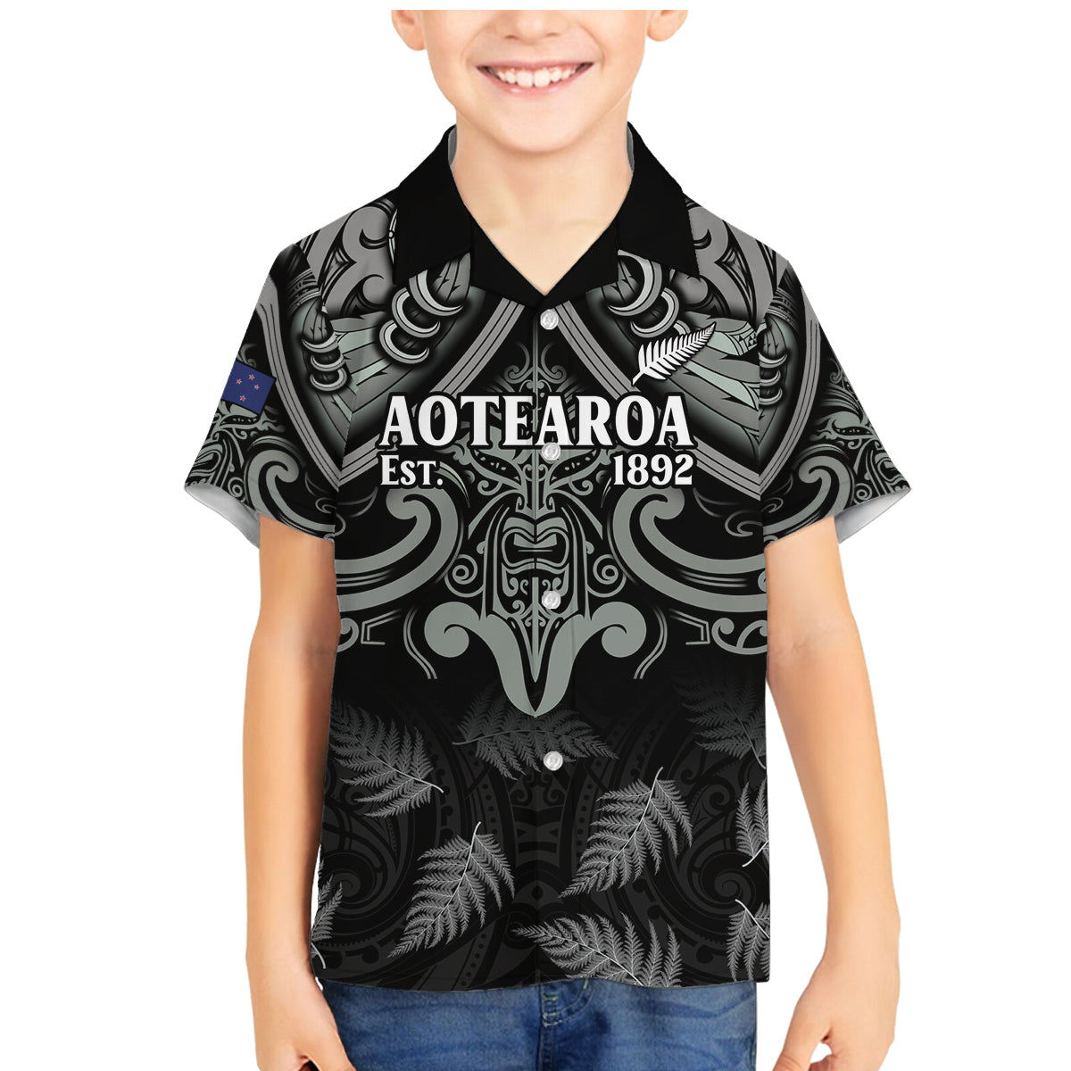 Custom New Zealand Silver Fern Rugby Family Matching Mermaid Dress and Hawaiian Shirt All Black Since 1892 Aotearoa Moko Maori