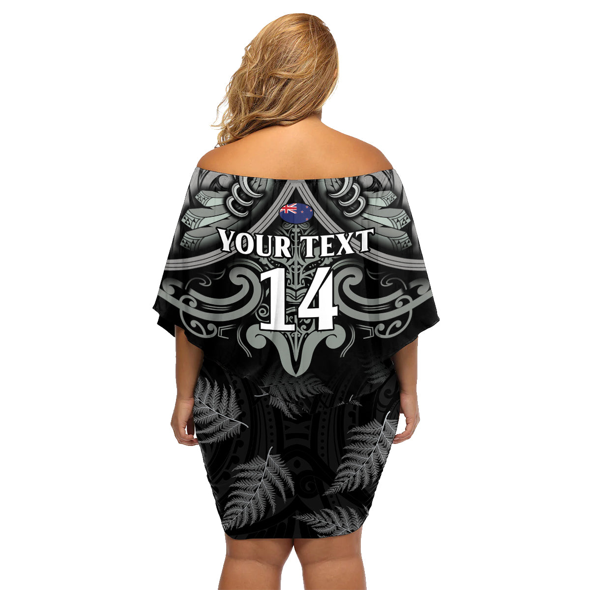 Custom New Zealand Silver Fern Rugby Family Matching Off Shoulder Short Dress and Hawaiian Shirt All Black Since 1892 Aotearoa Moko Maori