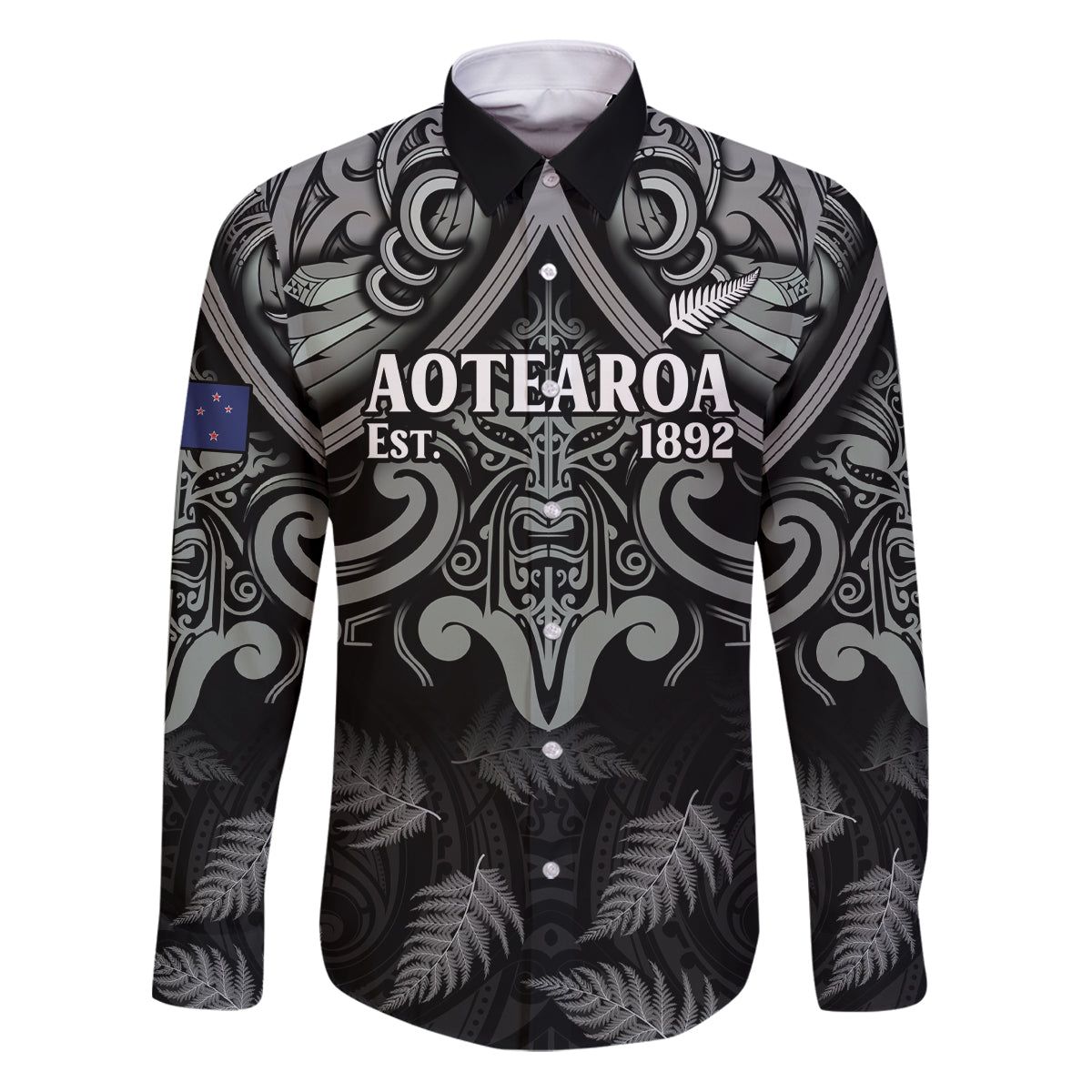Custom New Zealand Silver Fern Rugby Family Matching Puletasi and Hawaiian Shirt All Black Since 1892 Aotearoa Moko Maori