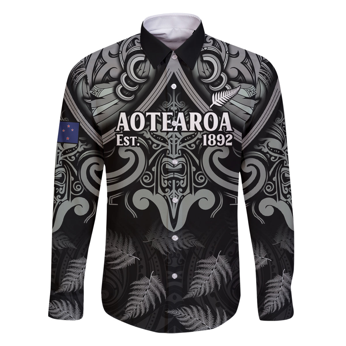 Custom New Zealand Silver Fern Rugby Family Matching Tank Maxi Dress and Hawaiian Shirt All Black Since 1892 Aotearoa Moko Maori