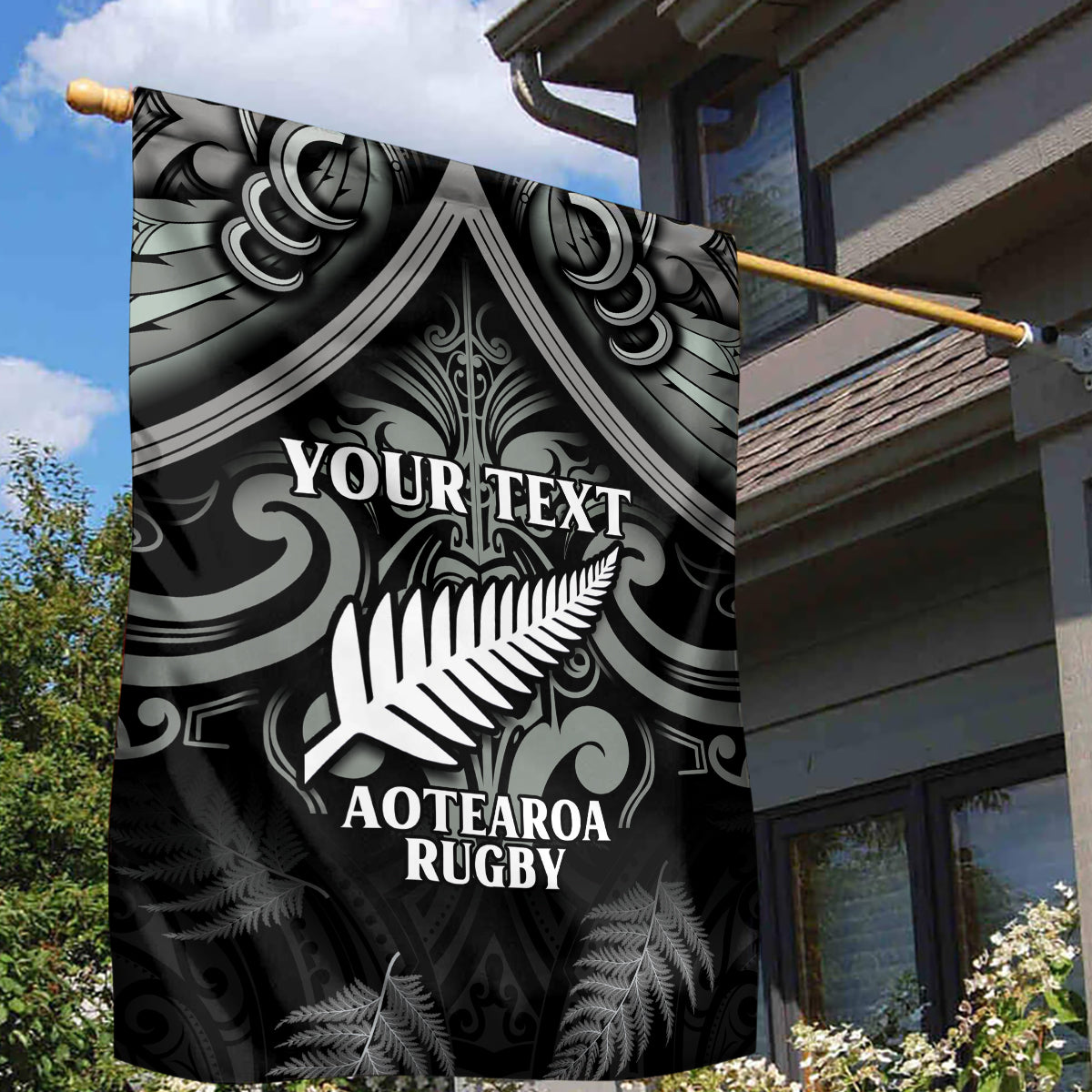 Custom New Zealand Silver Fern Rugby Garden Flag All Black Since 1892 Aotearoa Moko Maori - Vibe Hoodie Shop