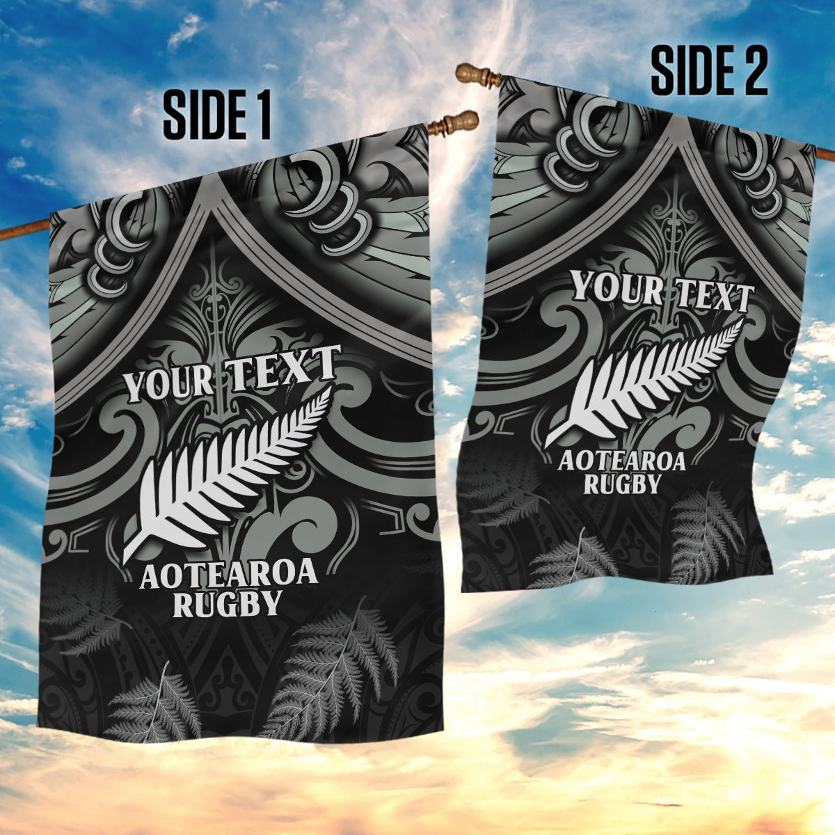 Custom New Zealand Silver Fern Rugby Garden Flag All Black Since 1892 Aotearoa Moko Maori - Vibe Hoodie Shop