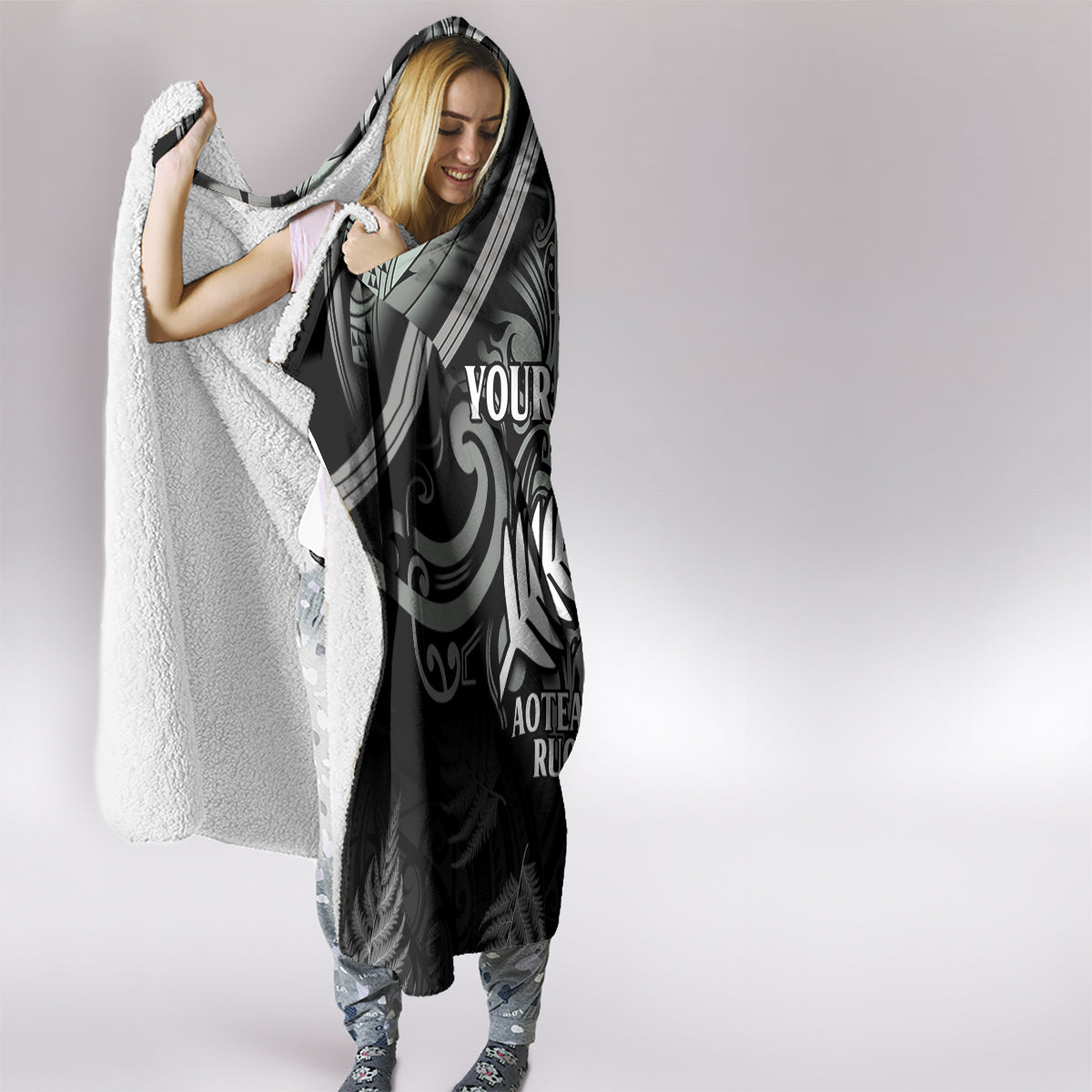 Custom New Zealand Silver Fern Rugby Hooded Blanket All Black Since 1892 Aotearoa Moko Maori