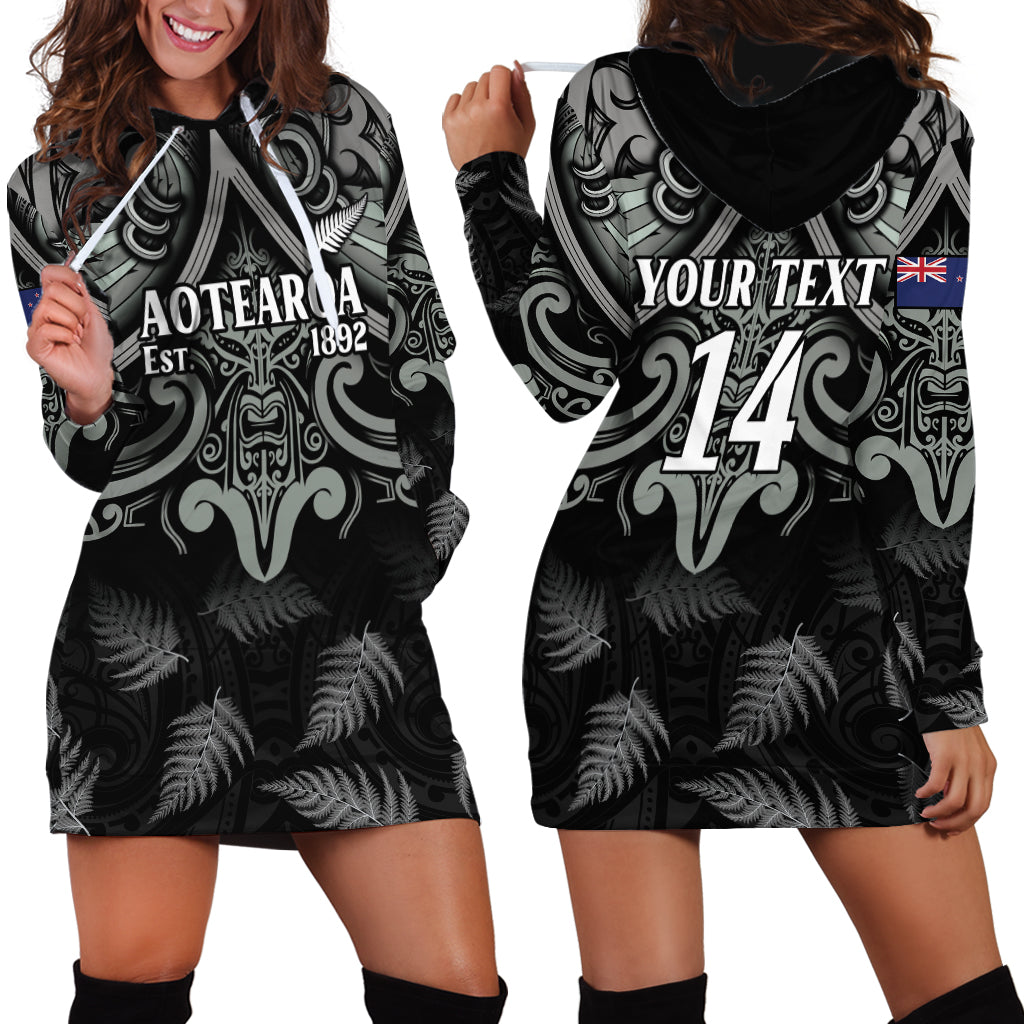 Custom New Zealand Silver Fern Rugby Hoodie Dress All Black Since 1892 Aotearoa Moko Maori - Vibe Hoodie Shop