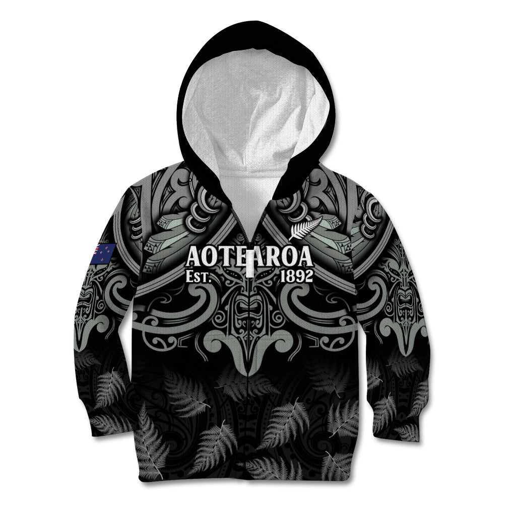 Custom New Zealand Silver Fern Rugby Kid Hoodie All Black Since 1892 Aotearoa Moko Maori - Vibe Hoodie Shop