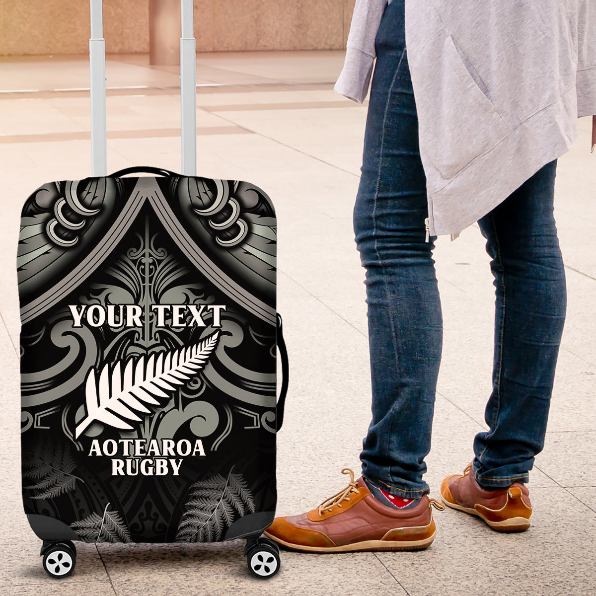 Custom New Zealand Silver Fern Rugby Luggage Cover All Black Since 1892 Aotearoa Moko Maori - Vibe Hoodie Shop