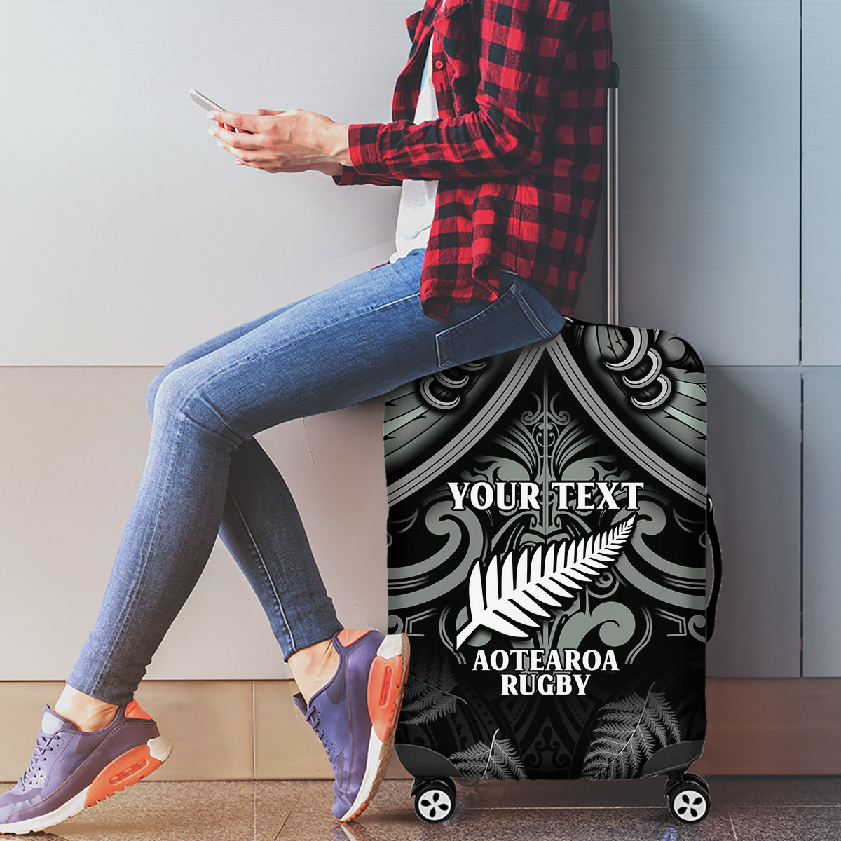 Custom New Zealand Silver Fern Rugby Luggage Cover All Black Since 1892 Aotearoa Moko Maori - Vibe Hoodie Shop