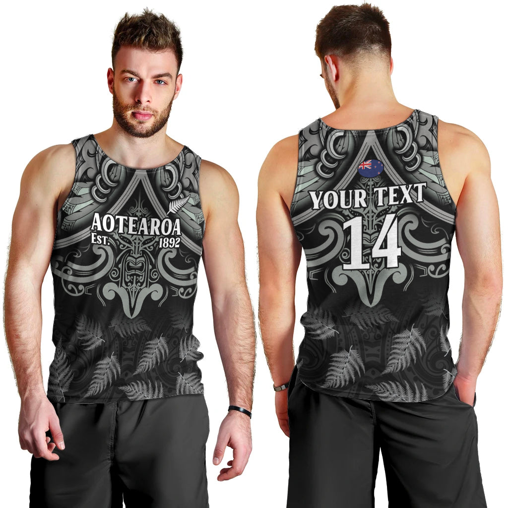 Custom New Zealand Silver Fern Rugby Men Tank Top All Black Since 1892 Aotearoa Moko Maori - Vibe Hoodie Shop