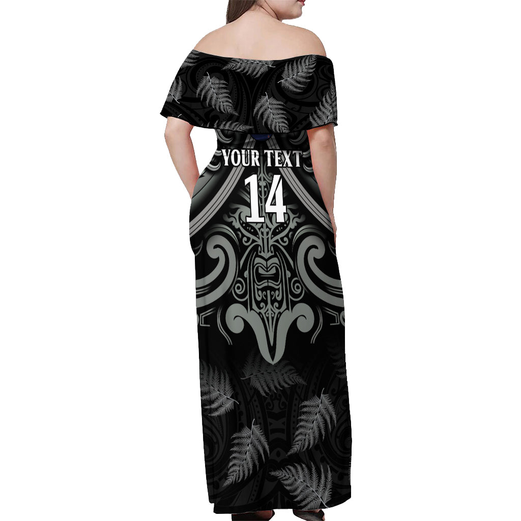 Custom New Zealand Silver Fern Rugby Off Shoulder Maxi Dress All Black Since 1892 Aotearoa Moko Maori