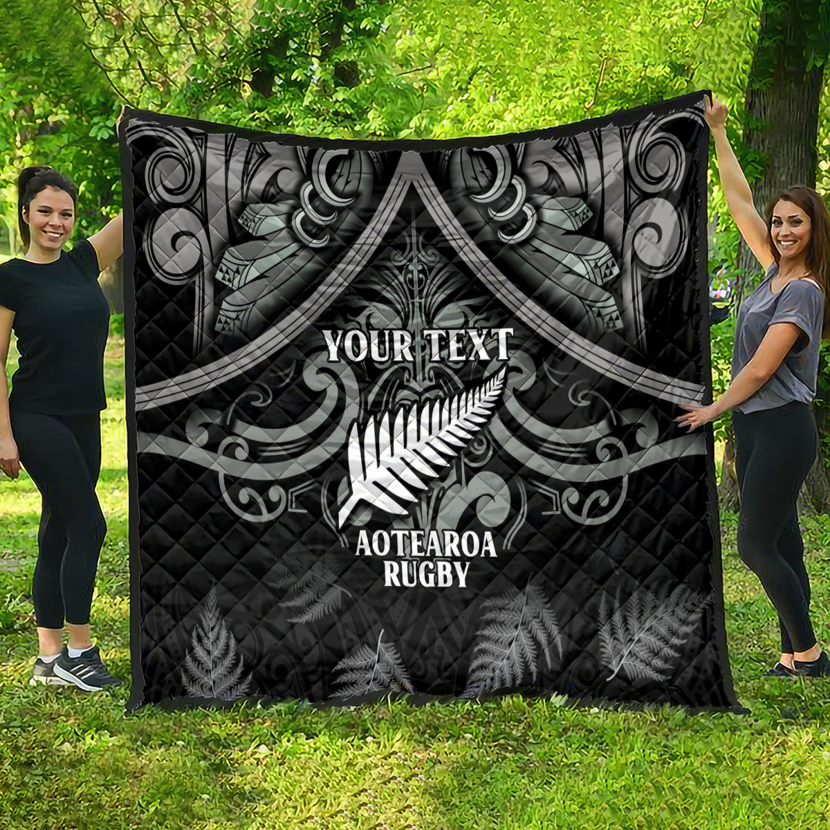 Custom New Zealand Silver Fern Rugby Quilt All Black Since 1892 Aotearoa Moko Maori - Vibe Hoodie Shop