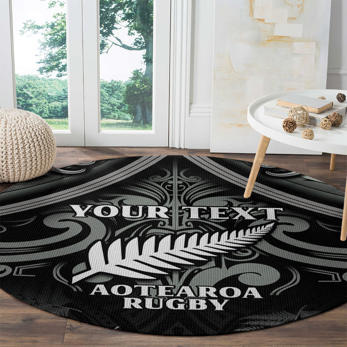 Custom New Zealand Silver Fern Rugby Round Carpet All Black Since 1892 Aotearoa Moko Maori