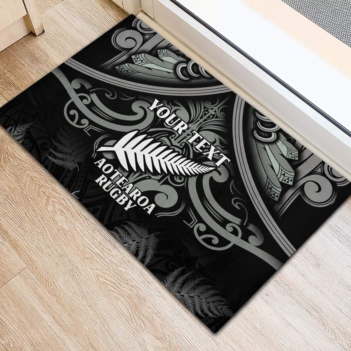 Custom New Zealand Silver Fern Rugby Rubber Doormat All Black Since 1892 Aotearoa Moko Maori