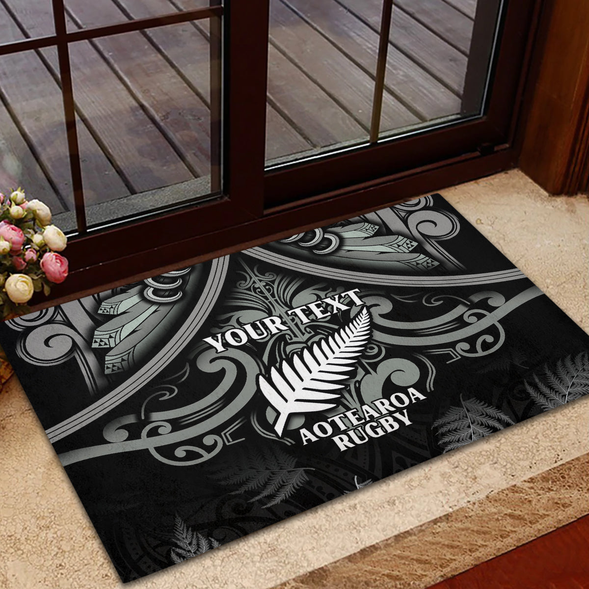Custom New Zealand Silver Fern Rugby Rubber Doormat All Black Since 1892 Aotearoa Moko Maori