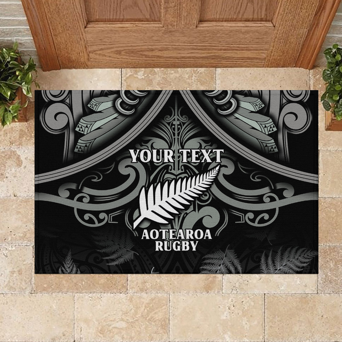 Custom New Zealand Silver Fern Rugby Rubber Doormat All Black Since 1892 Aotearoa Moko Maori