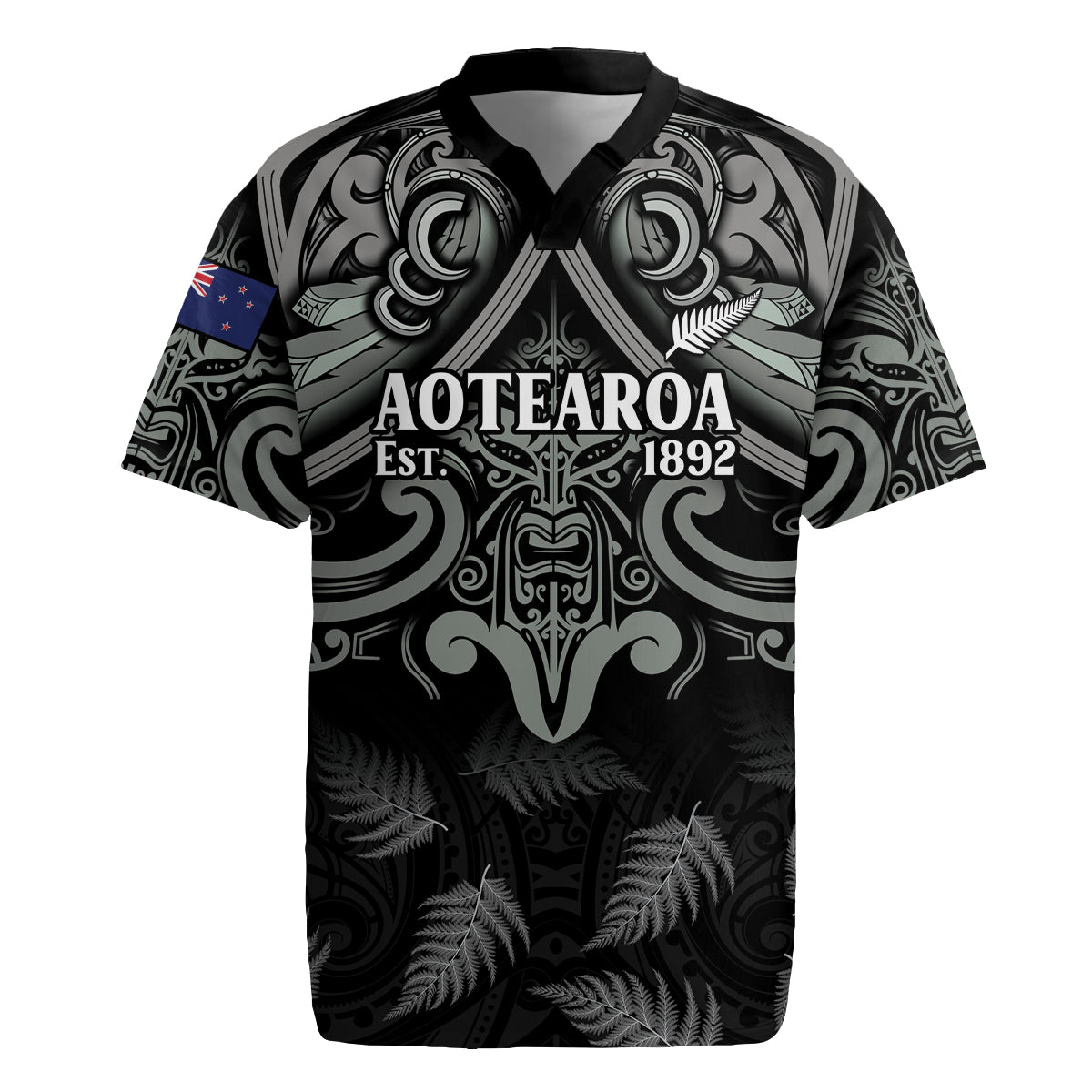 Custom New Zealand Silver Fern Rugby Rugby Jersey All Black Since 1892 Aotearoa Moko Maori