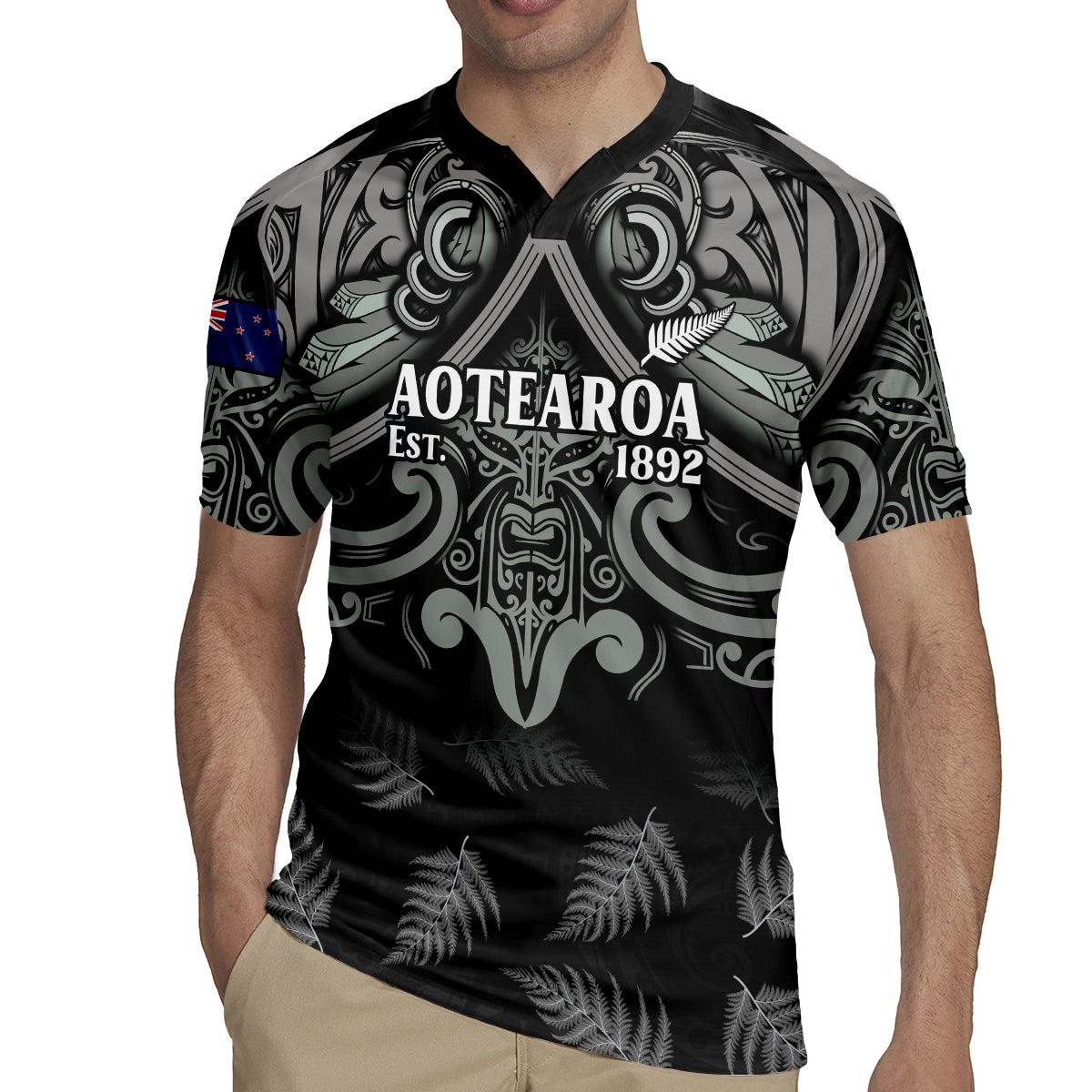 Custom New Zealand Silver Fern Rugby Rugby Jersey All Black Since 1892 Aotearoa Moko Maori