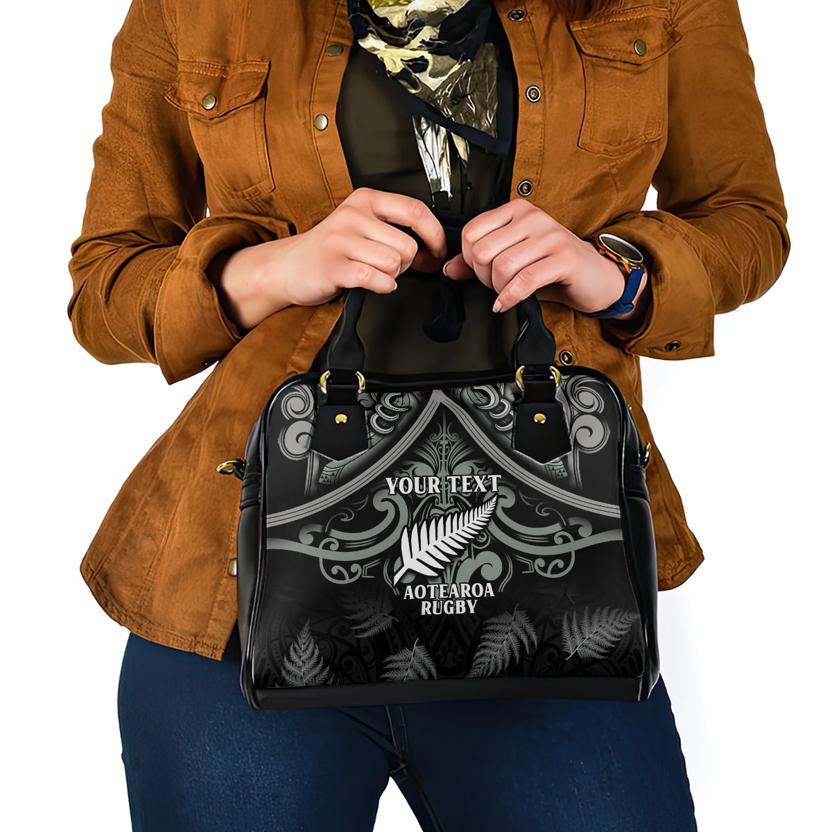 Custom New Zealand Silver Fern Rugby Shoulder Handbag All Black Since 1892 Aotearoa Moko Maori - Vibe Hoodie Shop