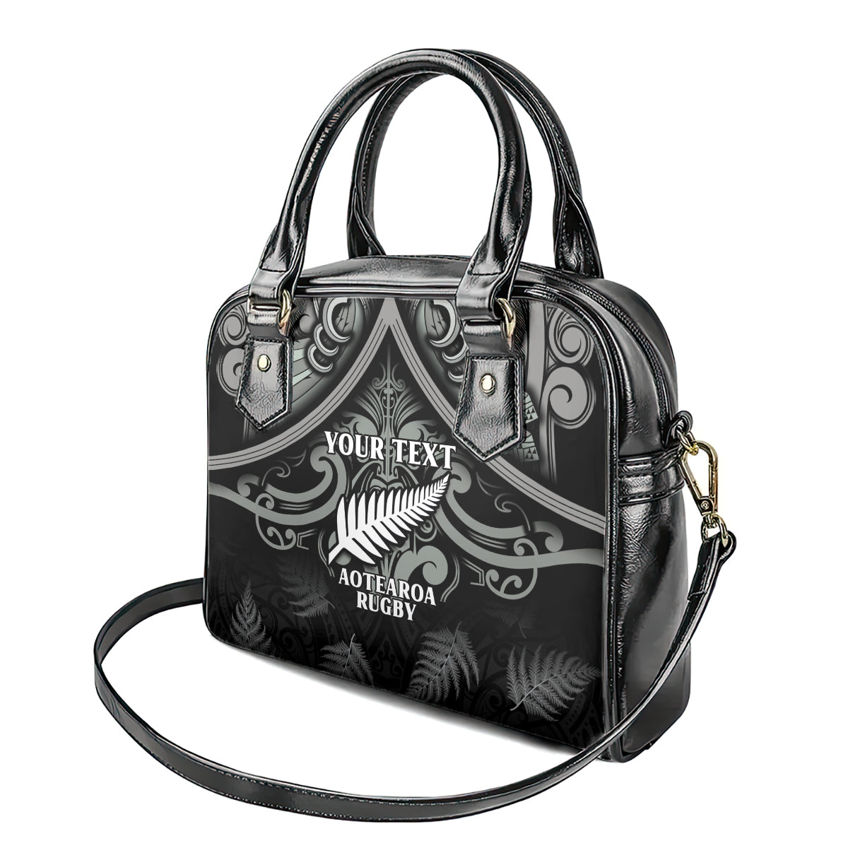 Custom New Zealand Silver Fern Rugby Shoulder Handbag All Black Since 1892 Aotearoa Moko Maori - Vibe Hoodie Shop