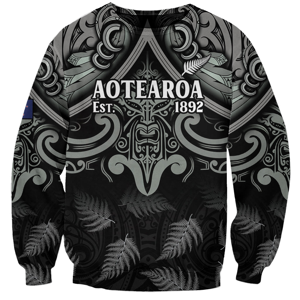 Custom New Zealand Silver Fern Rugby Sweatshirt All Black Since 1892 Aotearoa Moko Maori - Vibe Hoodie Shop