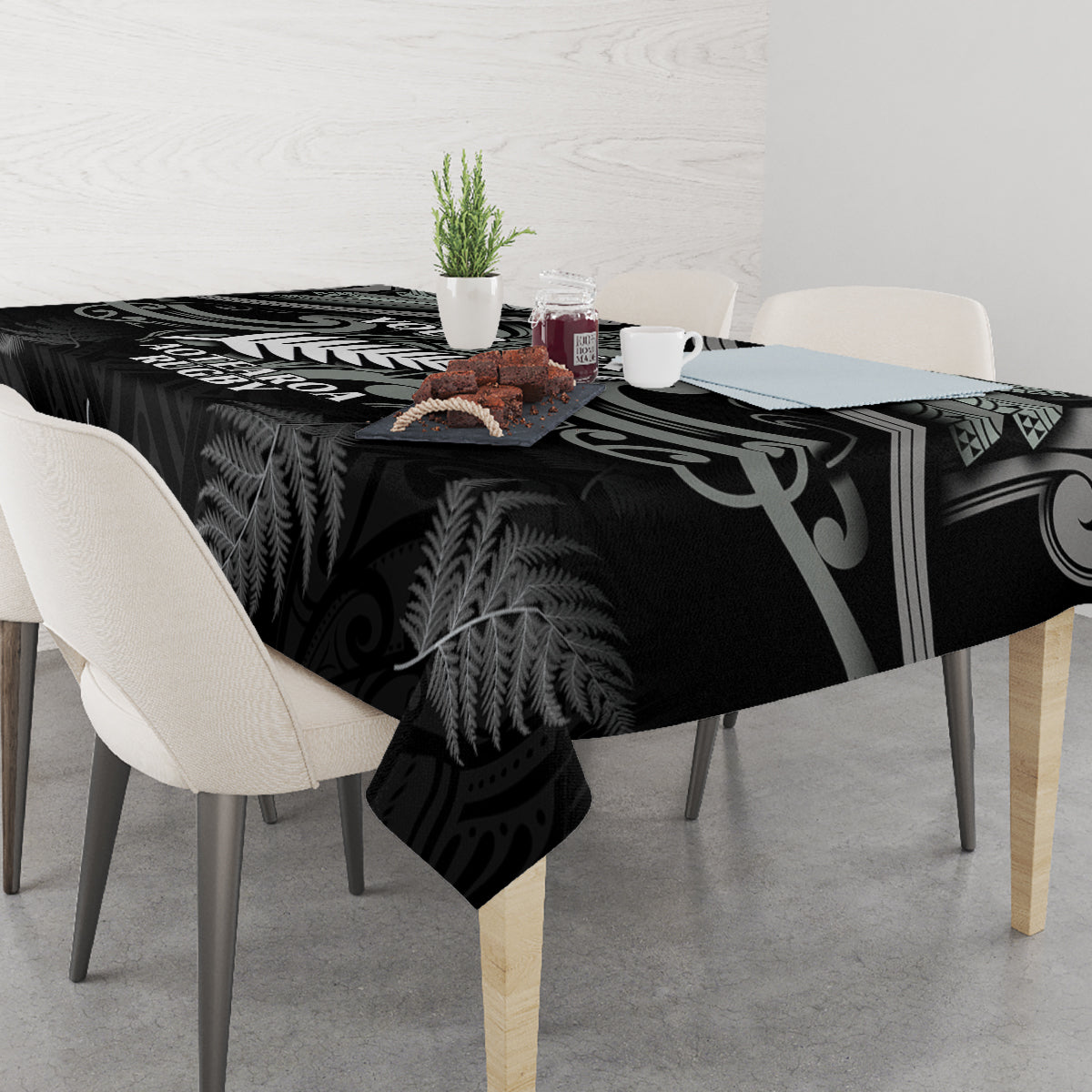 Custom New Zealand Silver Fern Rugby Tablecloth All Black Since 1892 Aotearoa Moko Maori