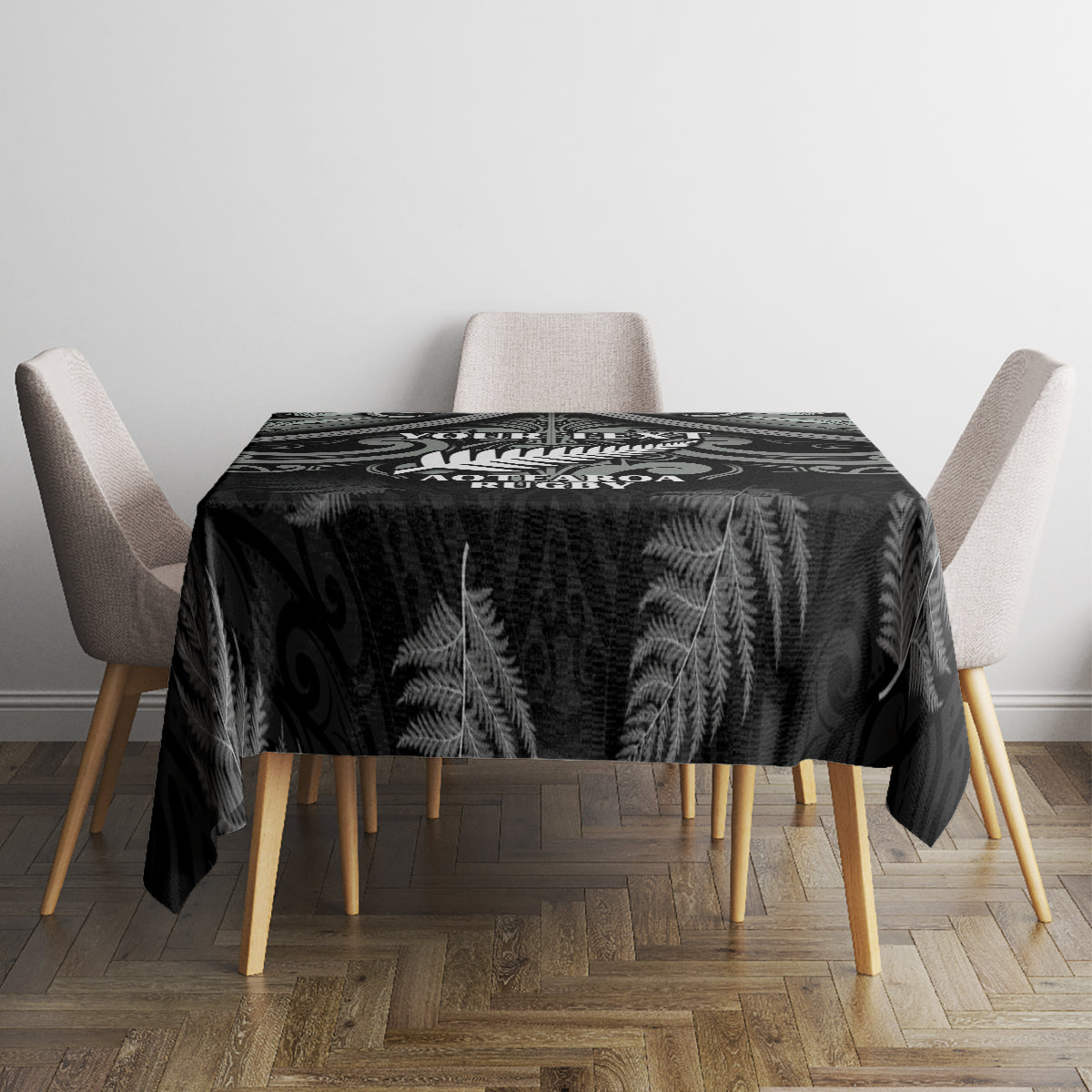 Custom New Zealand Silver Fern Rugby Tablecloth All Black Since 1892 Aotearoa Moko Maori